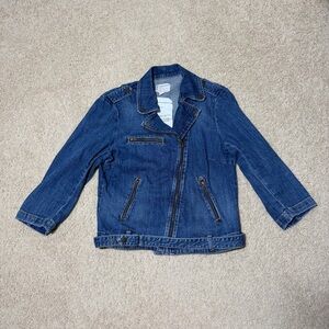 Current Elliot Y2K The Denim Biker Jacket Blue Size 3 Large L City Urban Layer